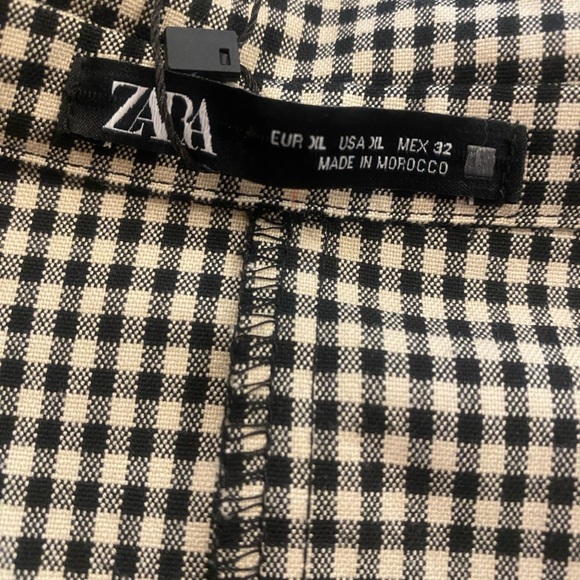 Zara Women’s winter shirt dress checker plaid collared black white midi new xl - Picture 3 of 16